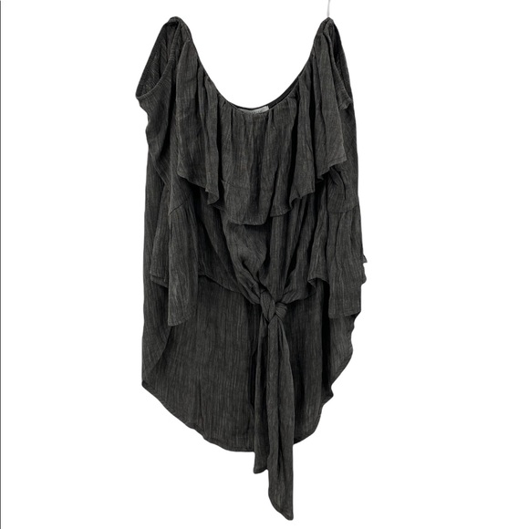 💕SALE💕 NWT Gypsy Clothing Cherish Gray Off Shoulder Front Tie Bell Sleev… - Picture 4 of 7